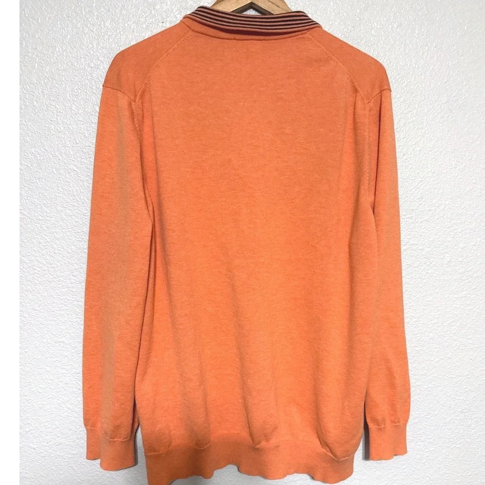 Brooks Brothers Mens‎ XXL 2XL Orange Supima Cotton Quarter Zip Pullover Sweater